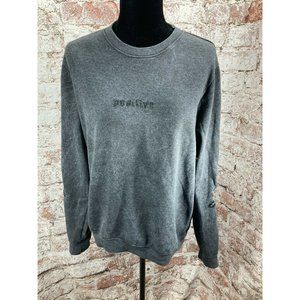 Nwt Blind Rooster Grey Crew Neck Sweatshirt Embroidered Rose Sleeve Unisex Large